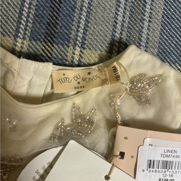 Tutu Du Monde Girl’s Embellished Linen Color Rayne Dress TDM7448 - Picture 5 of 7